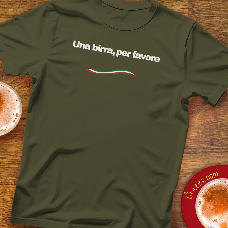 1 beer please in Italian: Una birra, per favore